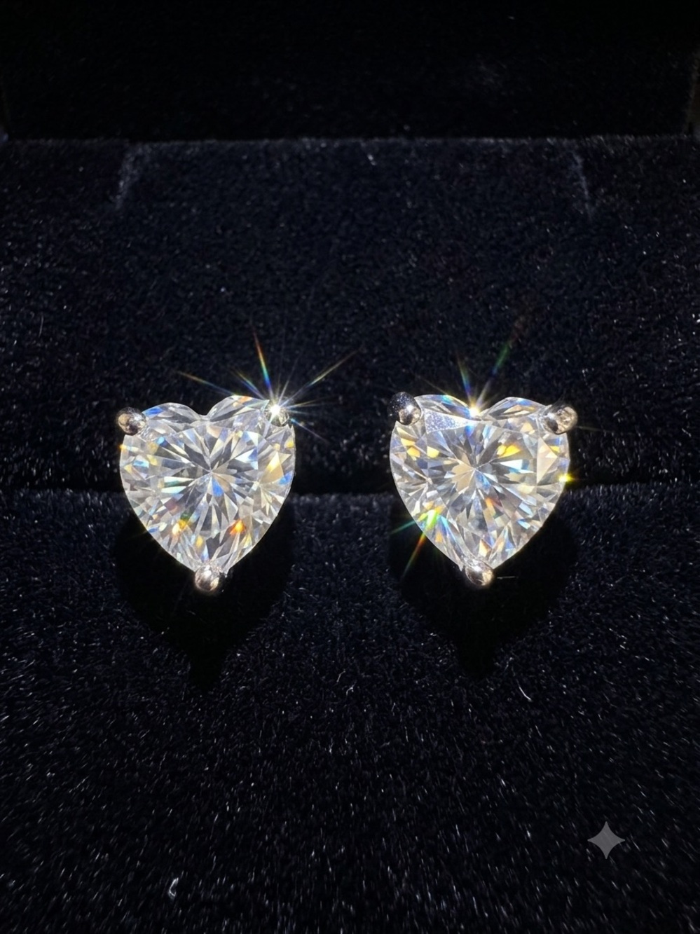 1ct Each Heart Cut Solitaire Moissanite Stud Earrings - Sterling Silver